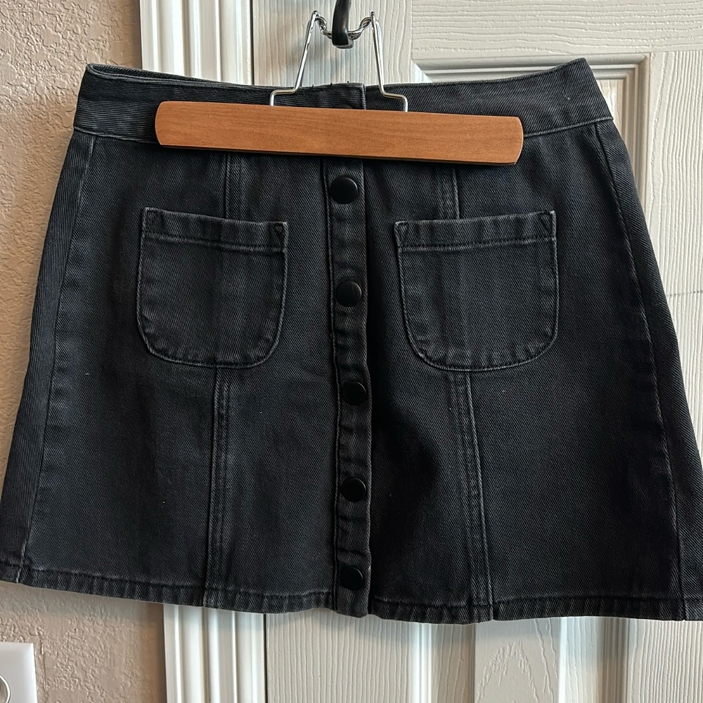 Black Denim Mini Skirt